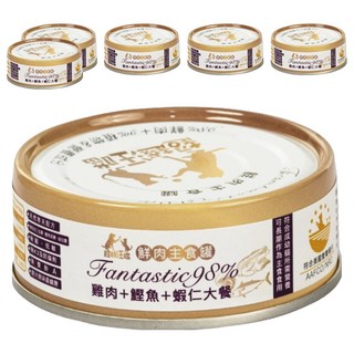 BEyONDPET 超越汪喵 全齡貓 鮮肉主食罐, 雞肉 + 鰹魚 + 蝦仁大餐, 80g, 6罐