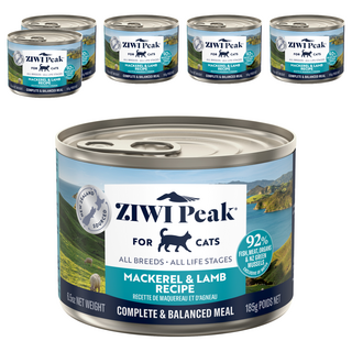 ZIWI Peak 滋益巔峰 經典系列 貓咪主食罐, 鯖魚羊肉, 185g, 6罐