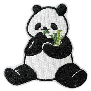 刺繡貼紙 貓熊 可愛布貼 可黏可燙可縫, 1張