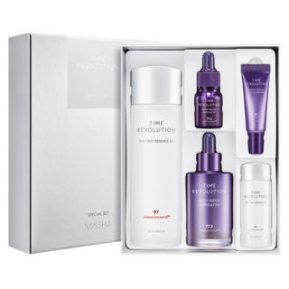 MISSHA 逆轉時光活膚精華護膚組 內含精華液150ml+30ml、安瓶50ml+10ml、面霜10ml, 1組