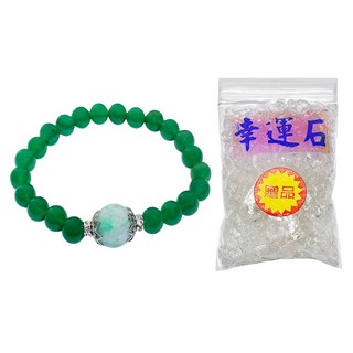 A1寶石 飄花翡翠東菱玉手鍊 + 白水晶碎石 L-02 19g