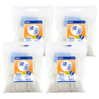 奈森克林 細滑牙線棒 附攜帶盒 Set 1000支 極細滑纖維 不易斷裂, 4袋, 8cm