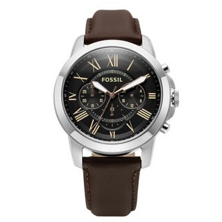 FOSSIL 男款Grant計時皮革手錶 FS4813 45mm+盒子