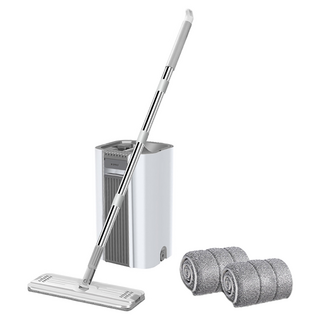 收納部屋 直立式免手洗懶人拖把組 附拖把布 2片, 1組