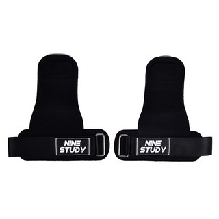 NINE STUDY 防滑重訓拉力帶 硬拉 皮革PRO款, 黑色, 2個