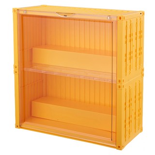 FAmILyLIFE 生活 貨櫃雙層階梯磁吸門展示盒 A-486-Y 黃色, 1個