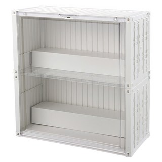 FAmILyLIFE 生活 貨櫃雙層階梯磁吸門展示盒 附燈 A-487-W 白色, 1個