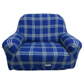 Osun 圖騰系列 一體成型防蹣彈性沙發套/沙發罩 1人座 CE-173, 1件, 深藍格紋