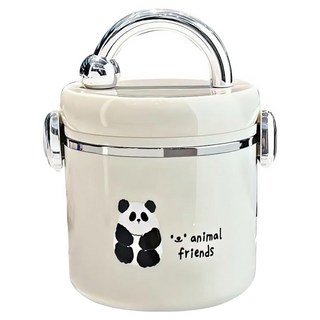 橡合杉 可微波不銹鋼保溫飯盒 1500ml, 奶白色, 1個