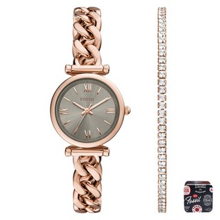FOSSIL 女士Carlie金屬腕錶 手鍊 組合包 ES53