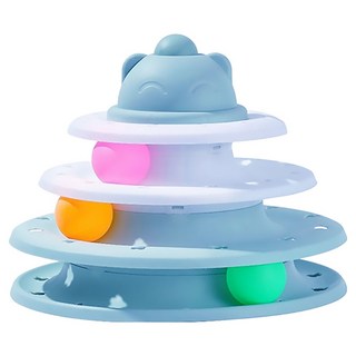 寵物夢工廠 三層軌道貓咪益轉盤, 藍色, 1個