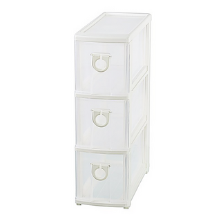 KEYWAY 聯府 高見三層隙縫收納櫃 附輪 33L, 透明色, 1個