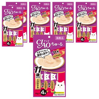 INABA CIAO 啾嚕 肉泥 11歲老貓用, 雞肉, 56g, 6袋