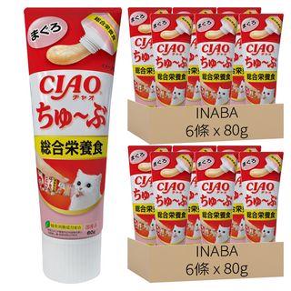 INABA CIAO 啾嚕 肉泥膏, 綜合營養食 鮪魚, 80g, 12條