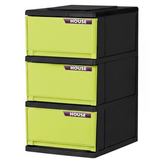 好室喵 收納櫃 3層 SB-30 塑膠抽屜收納櫃 滑輪收納櫃, 綠色