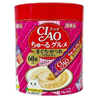 INABA CIAO 啾嚕 燒肉泥, 鮪魚 + 鰹魚綜合, 840g, 1桶