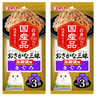 INABA CIAO 啾嚕 豪華魚三昧高齡貓餐包, 鮪魚, 180g, 2袋