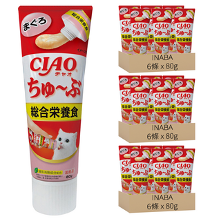 INABA CIAO 啾嚕 肉泥膏, 綜合營養食 鮪魚, 80g, 18條