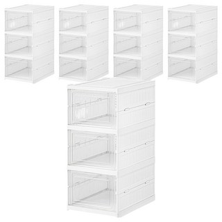 免安裝多功能摺疊收納櫃 3層, 5個, 白色