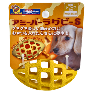 DoggyMan 多格漫 網狀橄欖球型玩具 犬用, 黃色, 1個