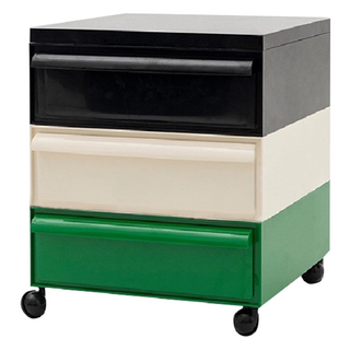 KUIBAO 快豹生活 中古堆疊移動收納櫃 三層, 黑色 + 白色 + 綠色