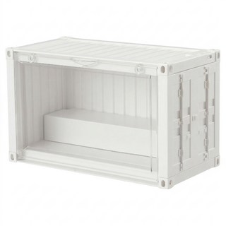 FAmILyLIFE 生活 貨櫃雙層階梯磁吸門展示盒, 白色, 1個