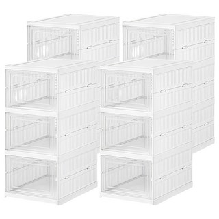 免安裝多功能摺疊收納櫃 3層, 4個, 白色