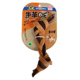 DoggyMan 多格漫 犬用牛革互動潔齒玩具, 骨型 黑色 + 咖啡色, 1個