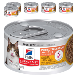 Hill's 希爾思 SCIENCE DIET 成貓 完美消化主食罐頭, 雞肉 + 蔬菜 + 米, 82g, 6罐