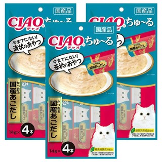 INABA CIAO 啾嚕 肉泥, 鰹魚 + 鰹魚高湯, 56g, 3袋