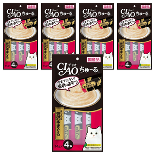 INABA CIAO 啾嚕 肉泥, 奢華鮪魚, 56g, 5袋