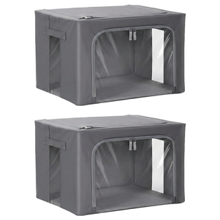 comet 簡約牛津布收納箱 66L, 灰色, 2個