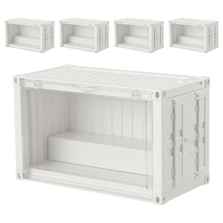 FAmILyLIFE 生活 貨櫃雙層階梯磁吸門展示盒, 白色, 5個