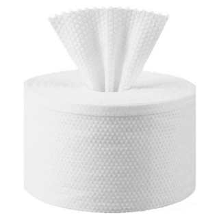 RUAIK 黑魔方 AHOYE 韓國純植物棉捲筒式洗臉巾/化妝棉 珍珠紋 80張, 白色