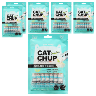 CAT CHUP 貓咪肉泥 3個月以上, 鮪魚+蟹肉, 98g, 6袋