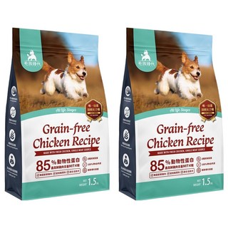 PetsTimes 毛孩時代 85% 無穀全犬糧 腸胃, 雞肉, 1.5kg, 2袋