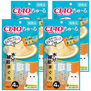 INABA CIAO 啾嚕 肉泥, 水分補給配方 鮪魚, 56g, 4袋