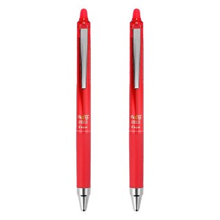 PILOT 百樂 FRIXION 極細按鍵魔擦筆 0.4mm筆尖 書寫流暢 擦拭不留痕跡, 紅色, 2支