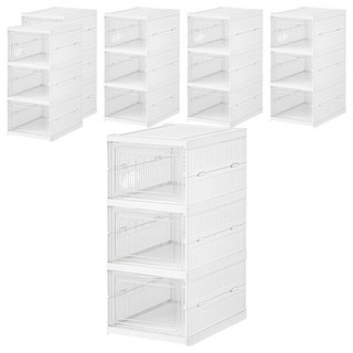 免安裝多功能摺疊收納櫃 3層, 6個, 白色