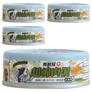 ParkCat 貓樂園 無敵罐超棉肉泥主食貓罐 器官保健 98%鮮肉含量 添加Asahi啤酒酵母, 80g, 4個, 鮪魚 + 鱸魚