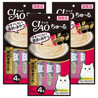 INABA CIAO 啾嚕 肉泥, 奢華鮪魚, 56g, 3袋