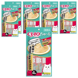 INABA CIAO 啾嚕 肉泥 腎臟健康配方 SC-175 14g x 4入 日本國產 條狀包裝 貓咪零食, 雞肉, 56g, 6袋