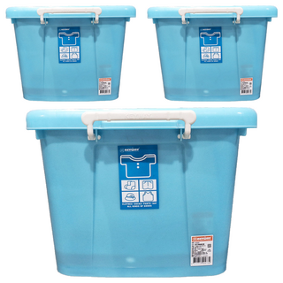 KEYWAY 聯府 銀彩滑輪整理箱 AK600 588 x 418 x 330mm 附蓋滑輪設計, 藍色, 3個