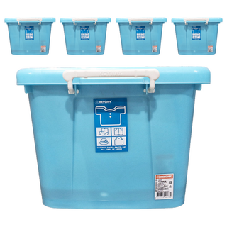 KEYWAY聯府 銀彩 588 x 418 x 330mm 附蓋滑輪收納箱, 藍色, 5個