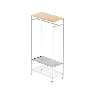 dayneeds 日需百備 木頂板單桿衣架 滑軌平台款, 漂流木紋 + 白色