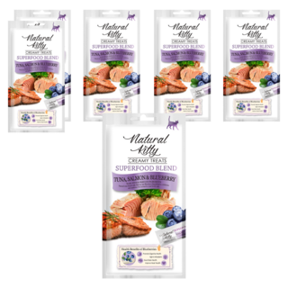 Natural Kitty 自然小貓 超級食物配方 營養肉泥, 鮪魚鮭魚佐藍莓, 48g, 6包