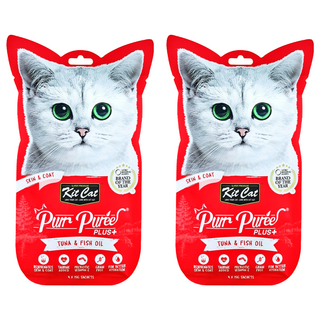 Kit Cat 呼嚕嚕肉泥 皮毛保健配方 4條, 鮪魚, 60g, 2包