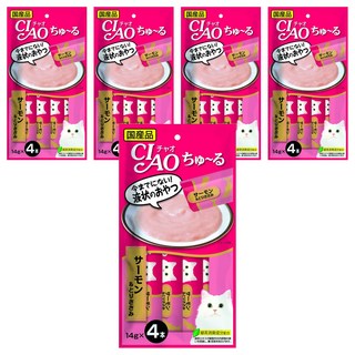 INABA CIAO 啾嚕 肉泥, 鮭魚 + 雞肉, 56g, 5袋