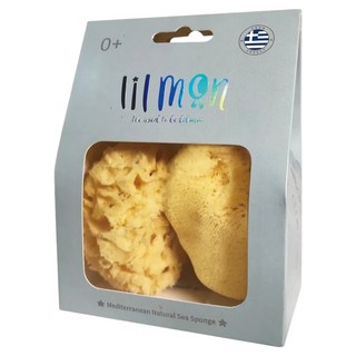 lilmon 希臘天然海綿 Set 2個 質地細緻 嬰兒肌適用, 蜂巢 + 絲綢 黃色, 1組