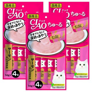 INABA CIAO 啾嚕 肉泥, 鮭魚 + 雞肉, 56g, 3袋